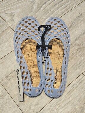No Boundaries Women's Caged Jelly Flats Blue Memory Foam Slip On Shoes Size 10